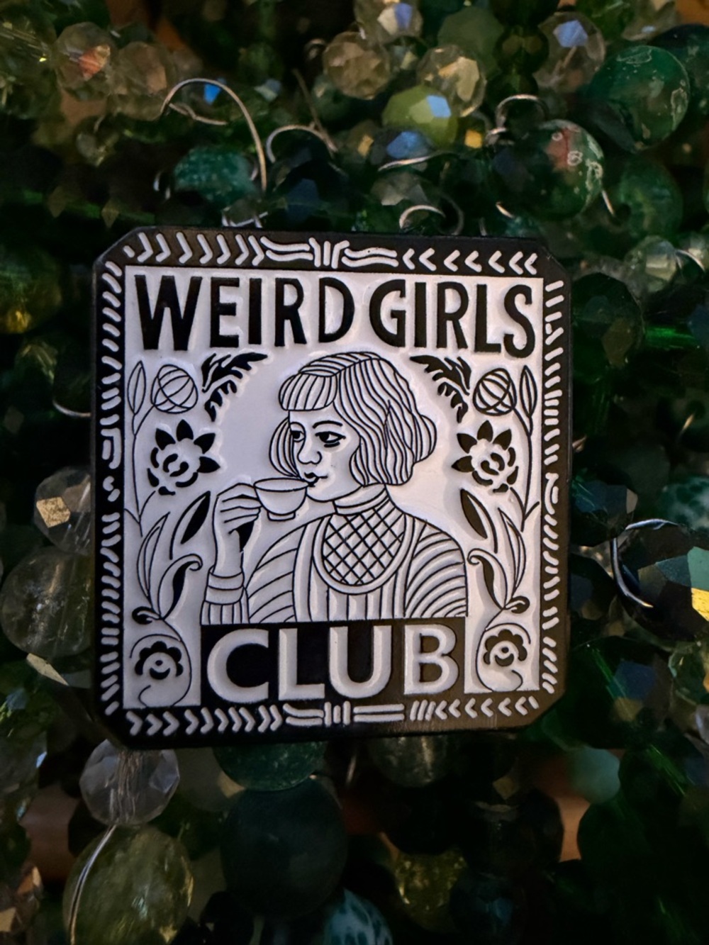 Weird Girls Club Enamel Pin - Black & White Statement Pin
